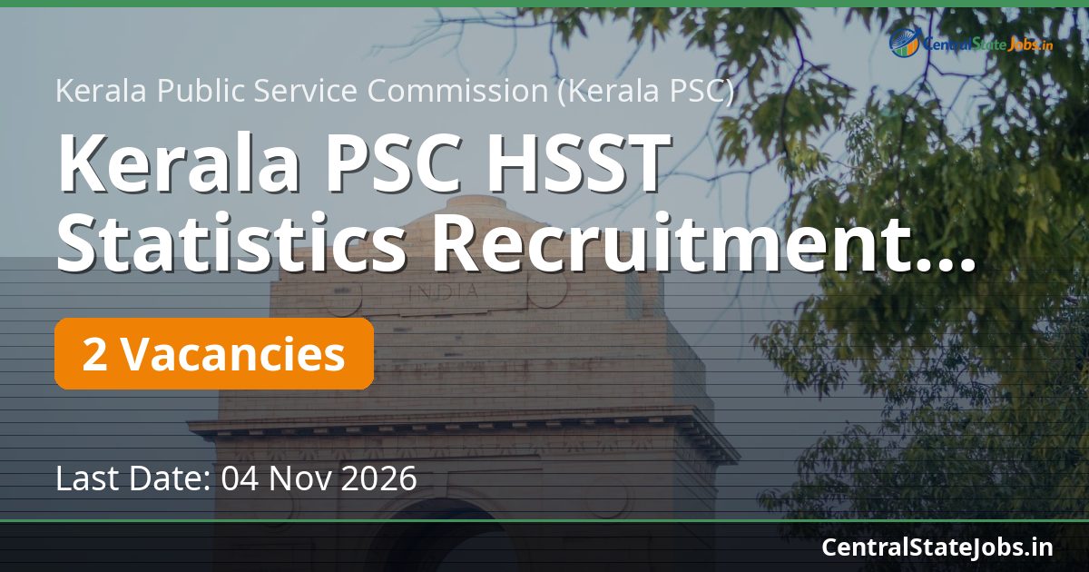 Kerala PSC HSST Statistics Recruitment 2026