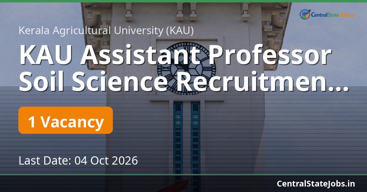 KAU Assistant Professor Soil Science Recruitment 2026