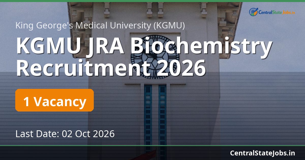 KGMU JRA Biochemistry Recruitment 2026