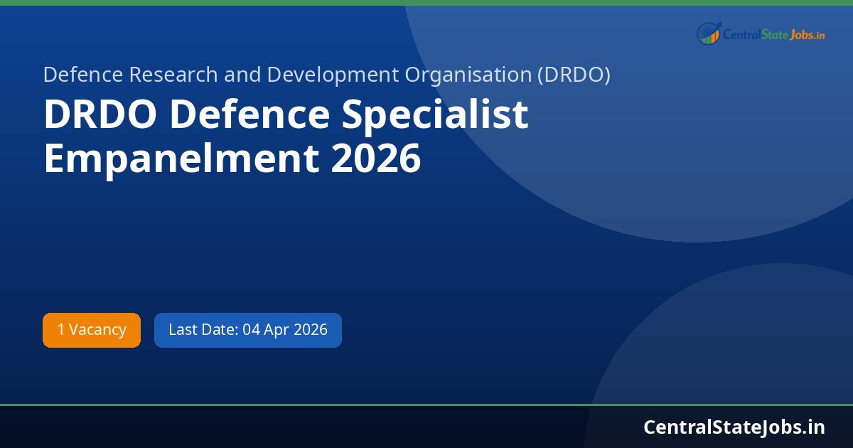 DRDO Defence Specialist Empanelment 2026