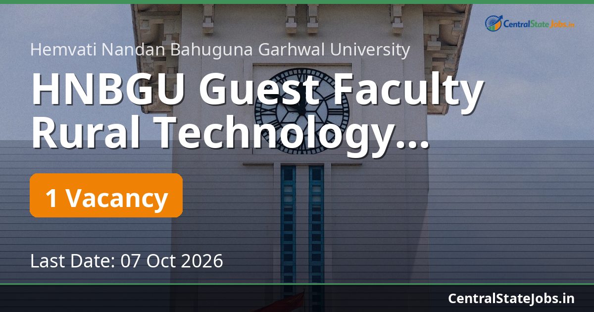 HNBGU Guest Faculty Rural Technology Recruitment 2026