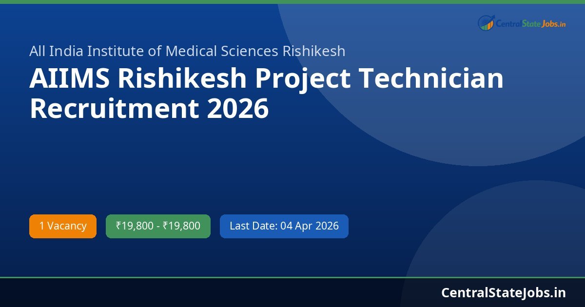 AIIMS Rishikesh Project Technician Recruitment 2026