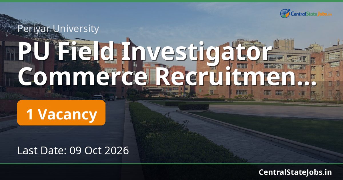 PU Field Investigator Commerce Recruitment 2026