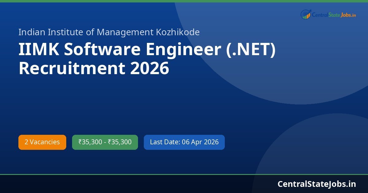 IIMK Software Engineer (.NET) Recruitment 2026