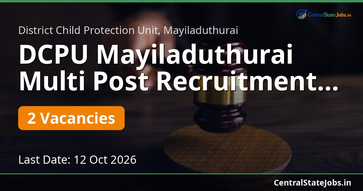 DCPU Mayiladuthurai Multi Post Recruitment 2026