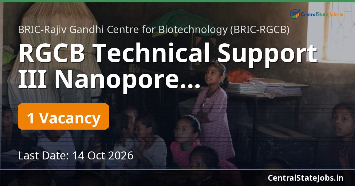 RGCB Technical Support III Nanopore Recruitment 2026