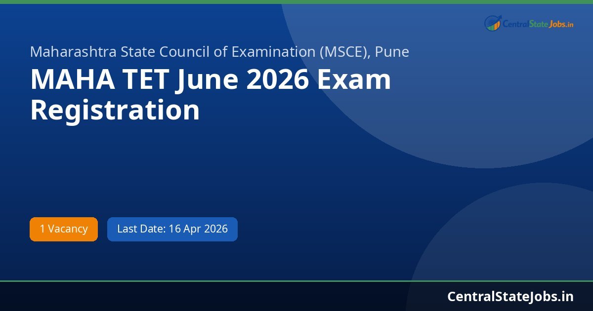 MAHA TET June 2026 Exam Registration