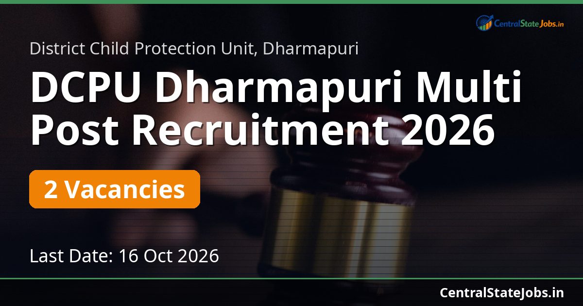 DCPU Dharmapuri Multi Post Recruitment 2026