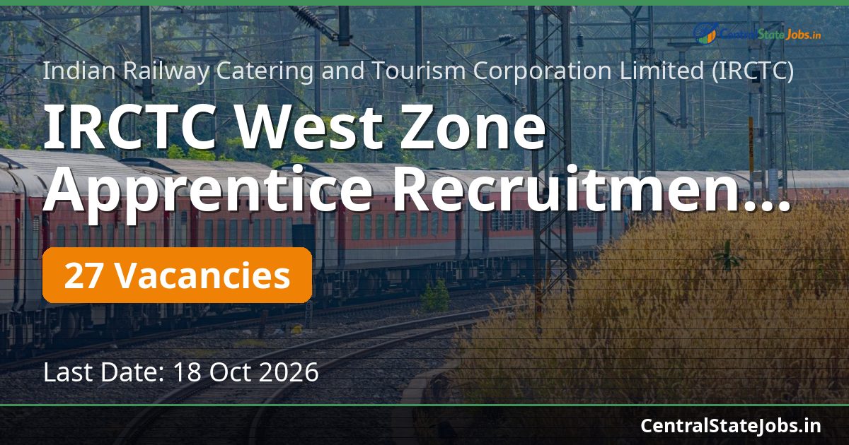 IRCTC West Zone Apprentice Recruitment 2026
