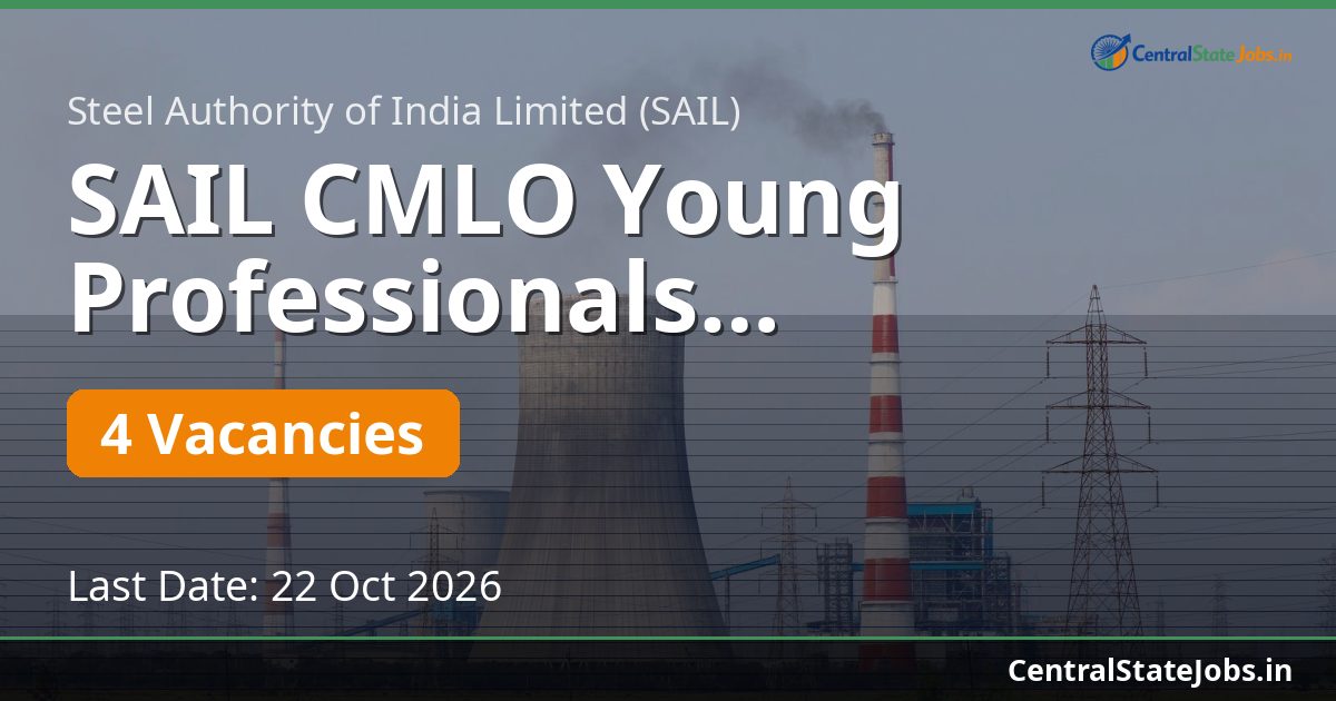 SAIL CMLO Young Professionals Recruitment 2026