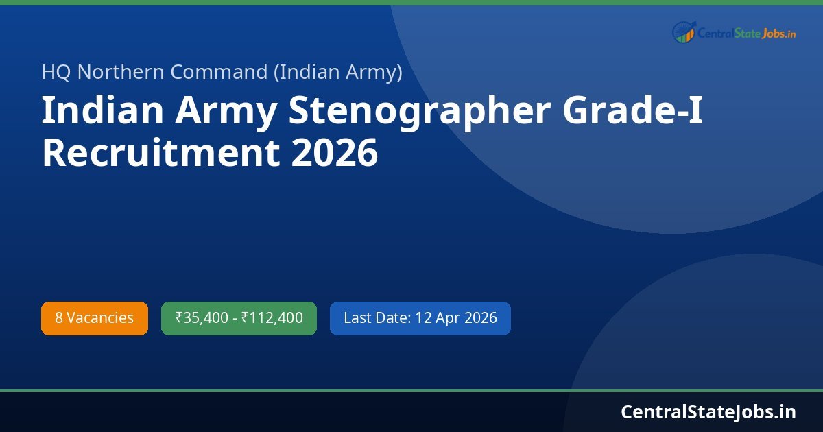 Indian Army Stenographer Grade-I Recruitment 2026