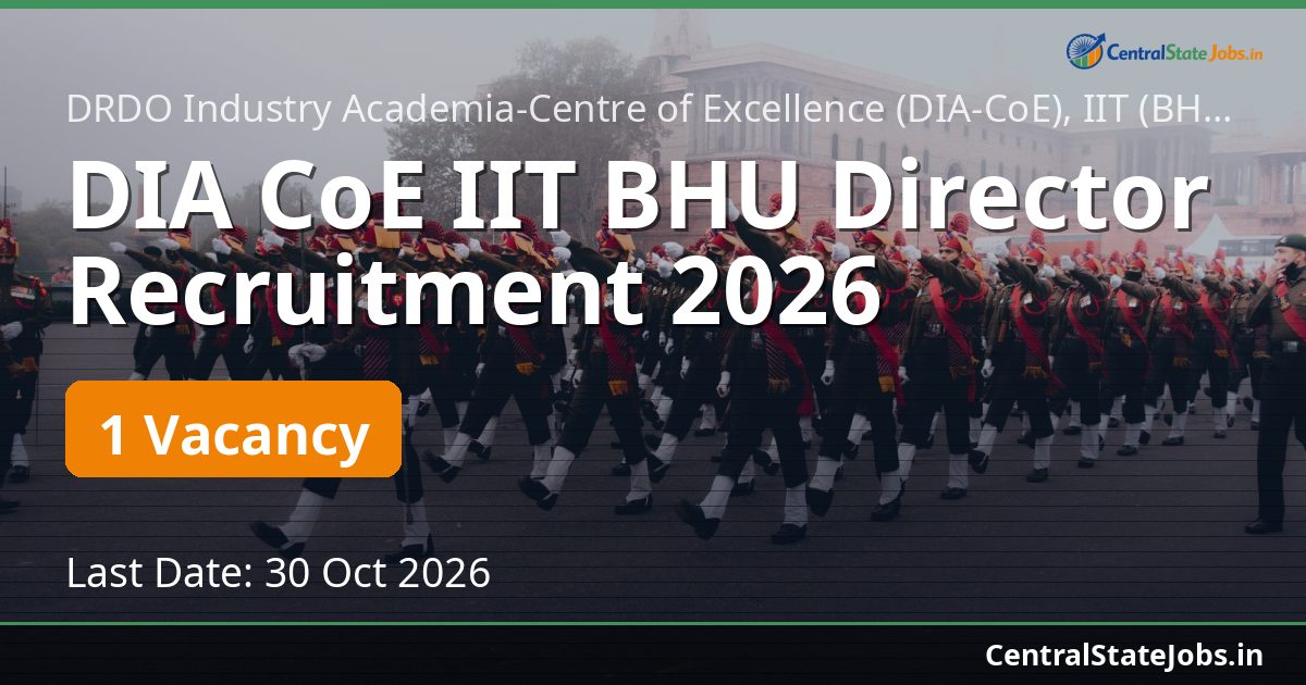 DIA CoE IIT BHU Director Recruitment 2026