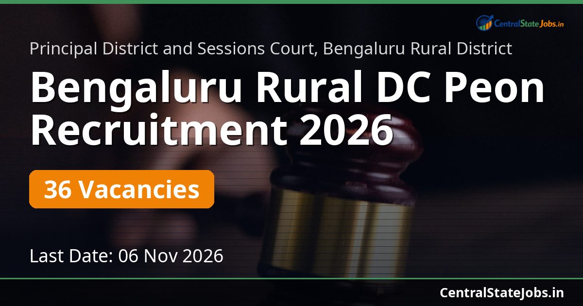 Bengaluru Rural DC Peon Recruitment 2026 — 36 Vacancies