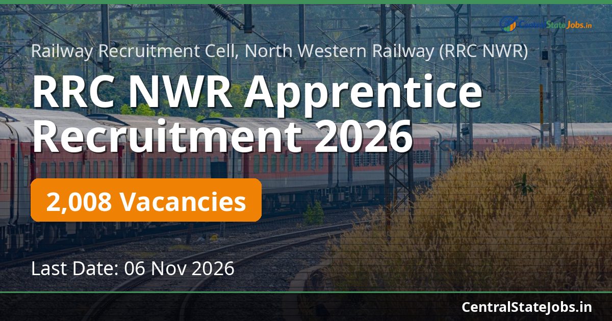 RRC NWR Apprentice Recruitment 2026 — 2008 Vacancies