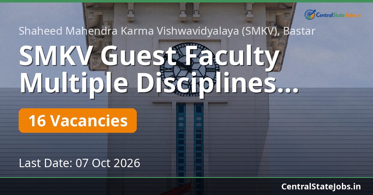 SMKV Guest Faculty Multiple Disciplines Recruitment 2026