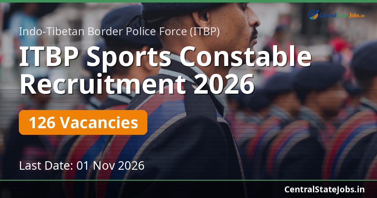 ITBP खेल कांस्टेबल भर्ती 2026 – 126 पद