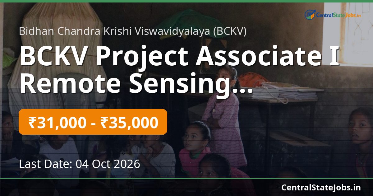 BCKV Project Associate I Remote Sensing Recruitment 2026