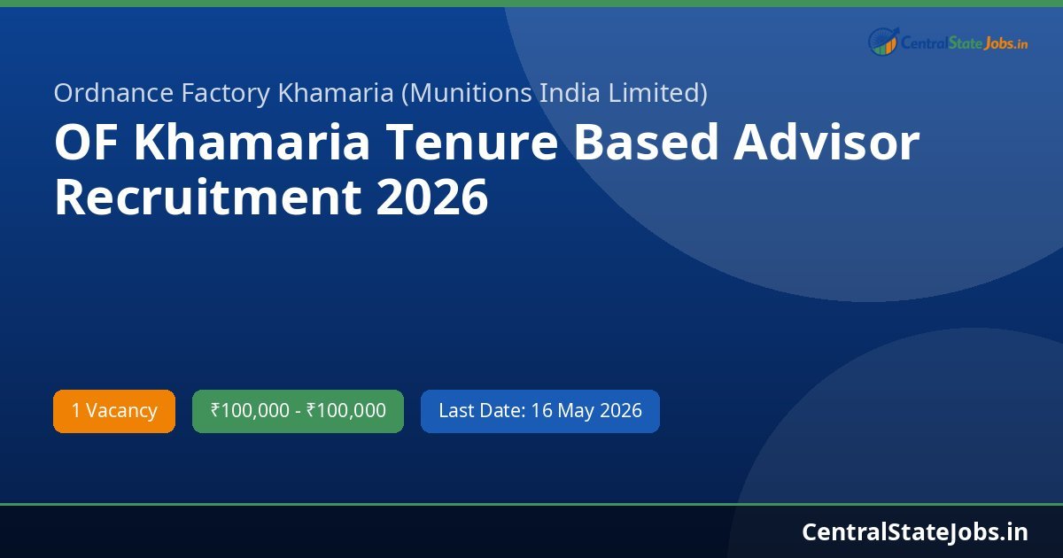 OF Khamaria Tenure Based Advisor Recruitment 2026