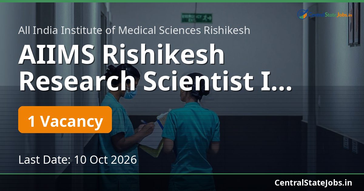 AIIMS Rishikesh Research Scientist I Genomics 2026