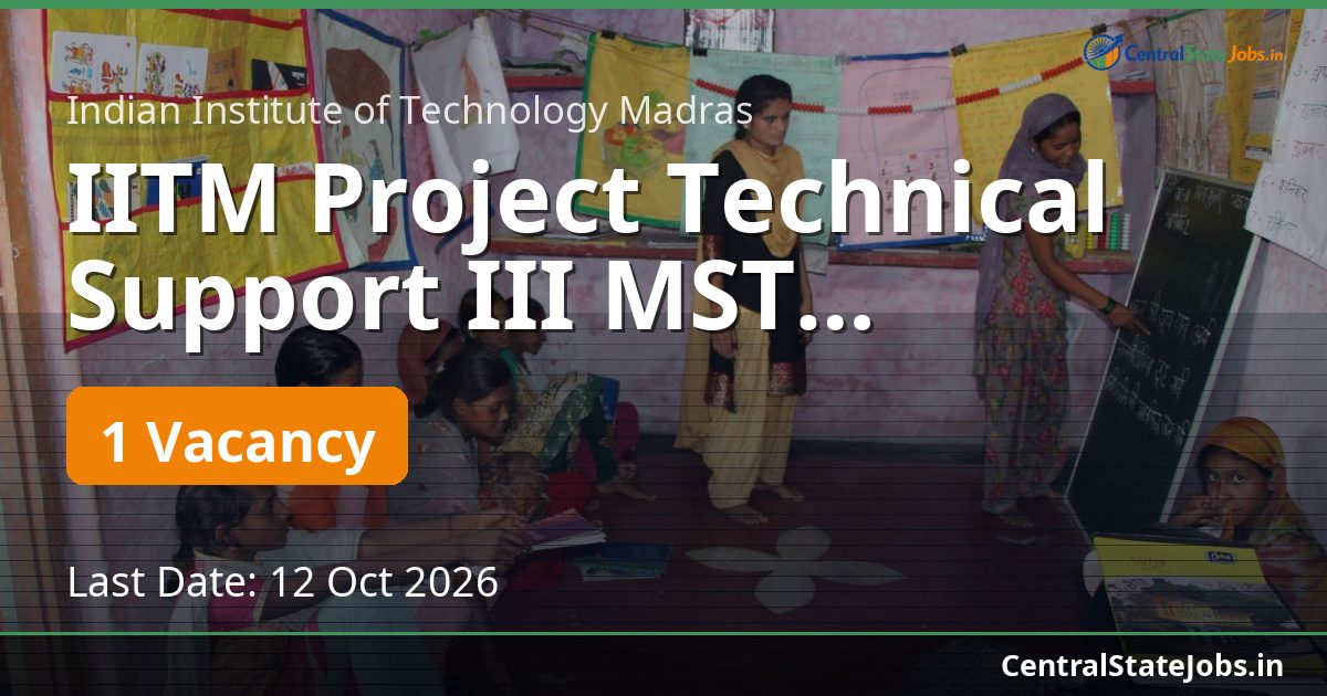 IITM Project Technical Support III MST Recruitment 2026