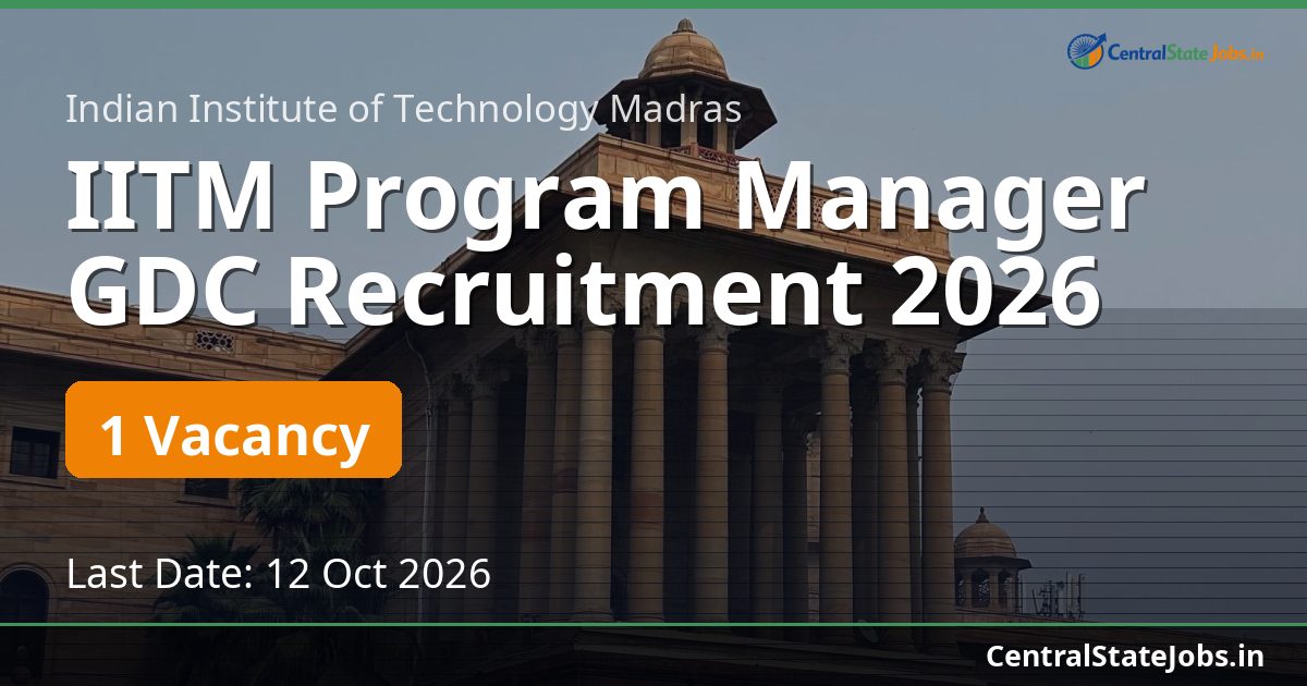 IITM Program Manager GDC Recruitment 2026