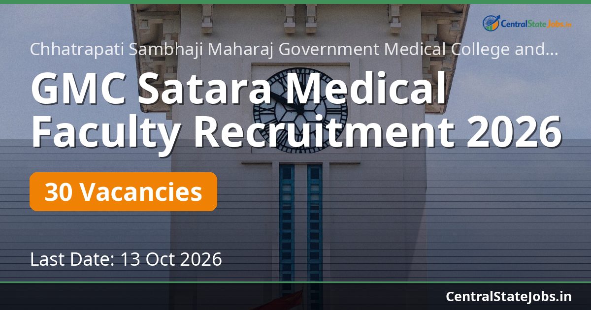 GMC Satara Medical Faculty Recruitment 2026 — 30 Vacancies