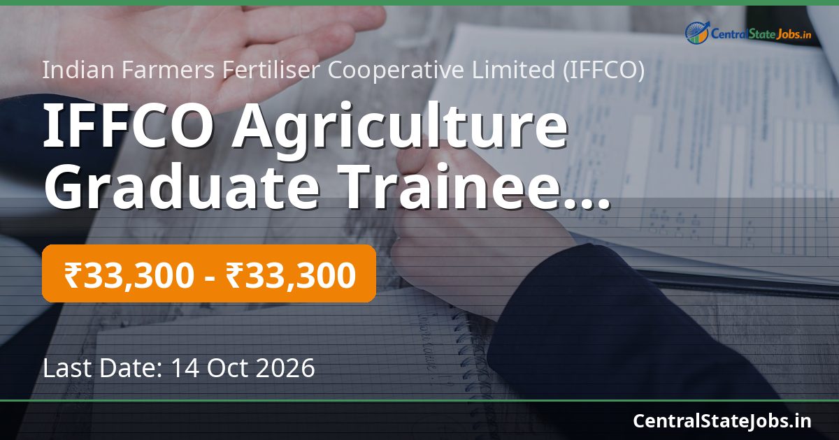 IFFCO Agriculture Graduate Trainee Recruitment 2026