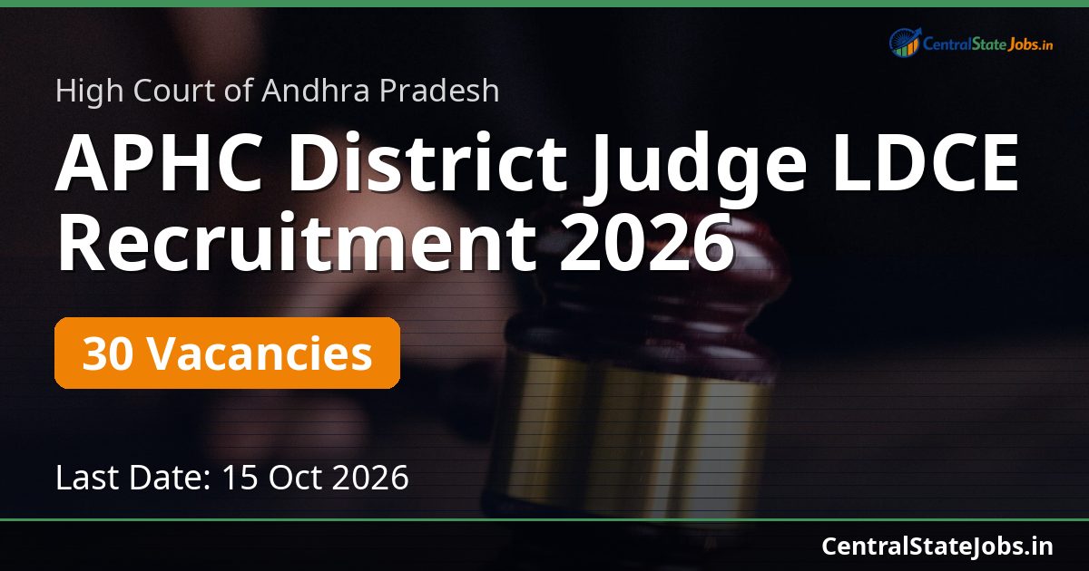 APHC District Judge LDCE Recruitment 2026 — 30 Vacancies