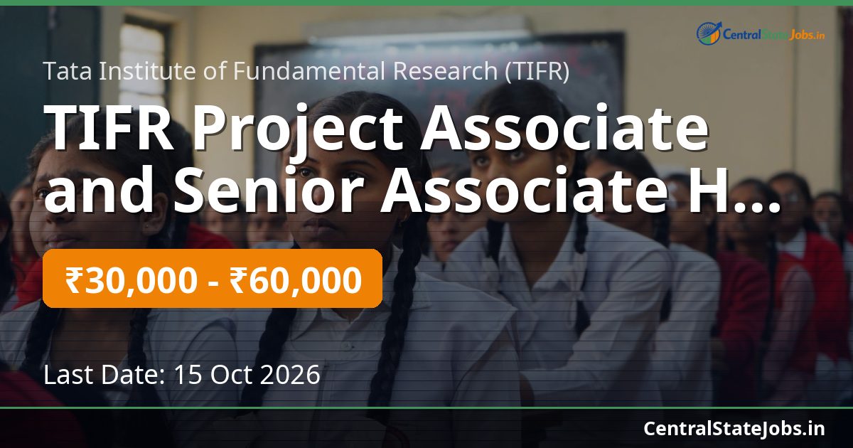 TIFR Project Associate and Senior Associate HEP 2026
