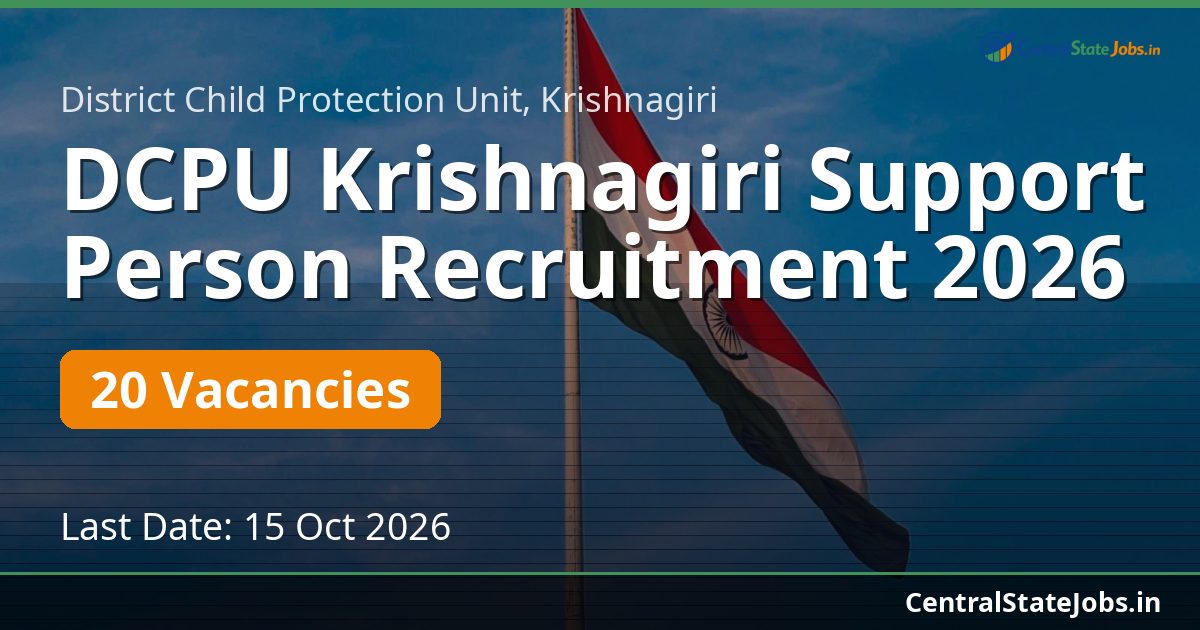 DCPU Krishnagiri Support Person Recruitment 2026