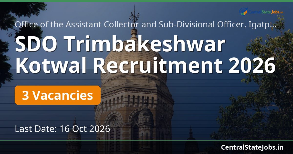 SDO Trimbakeshwar Kotwal Recruitment 2026