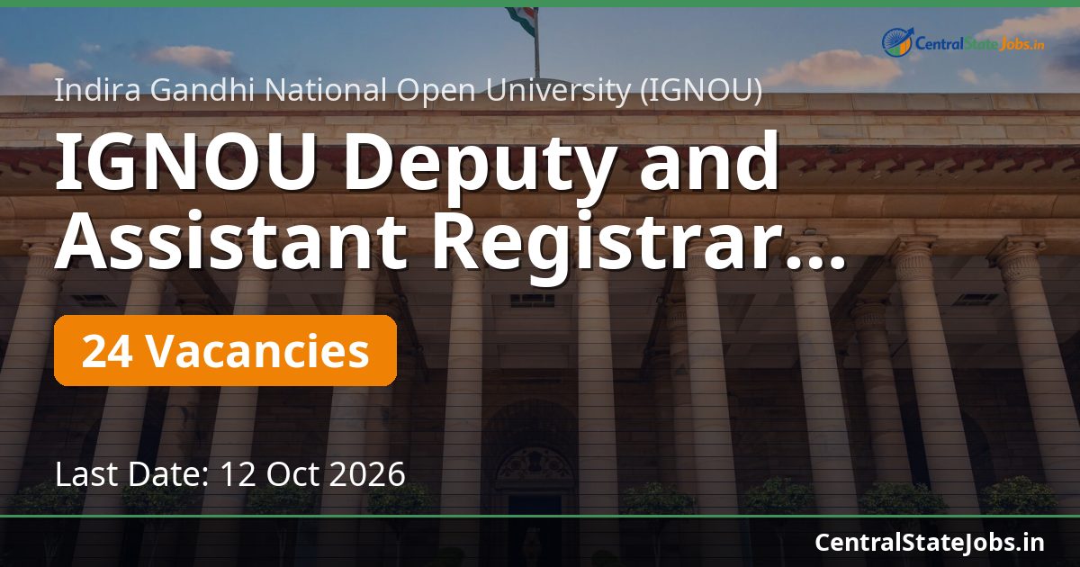 IGNOU Deputy and Assistant Registrar Recruitment 2026