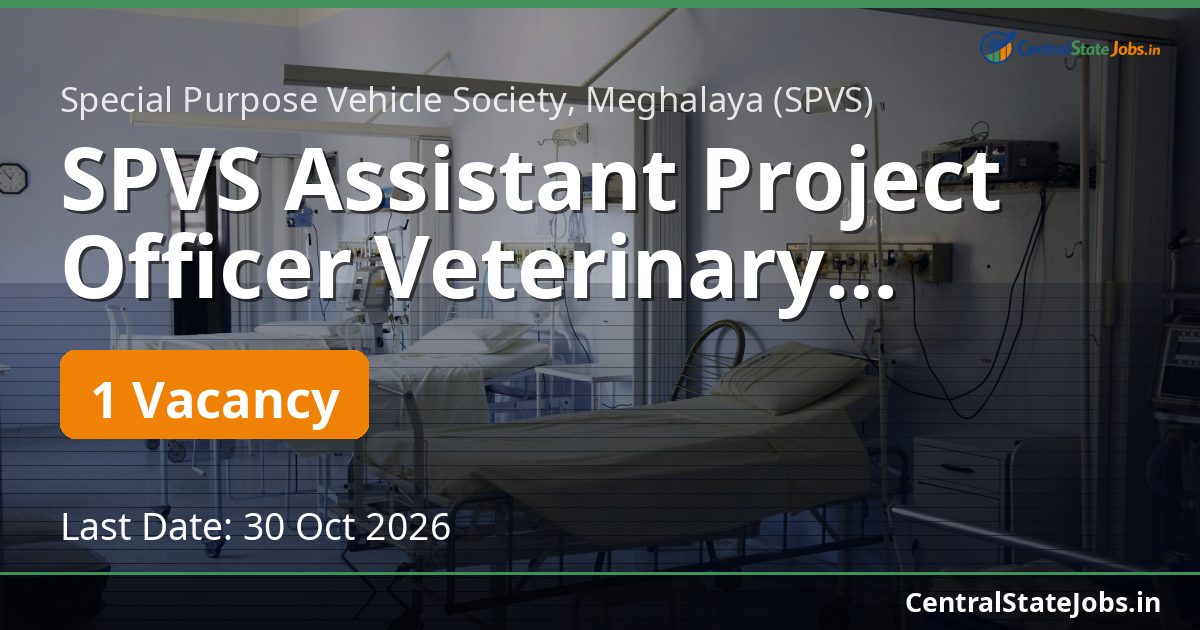 SPVS Assistant Project Officer Veterinary Recruitment 2026