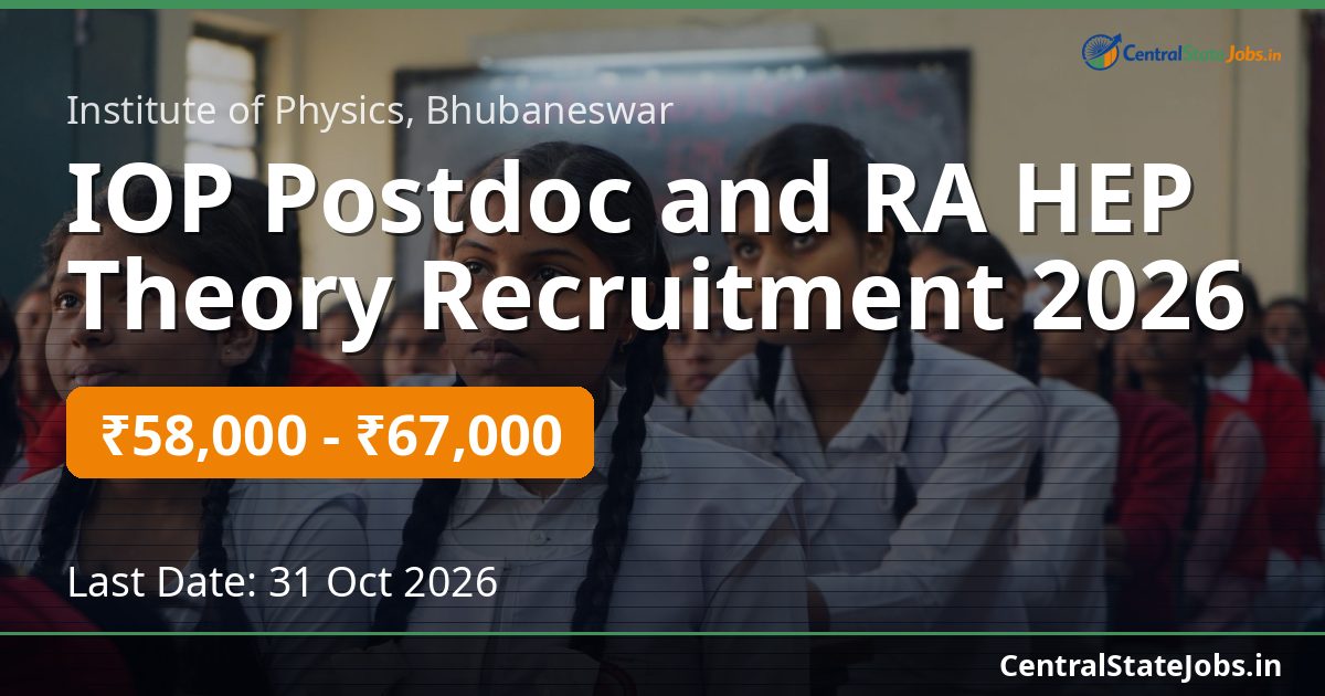IOP Postdoc and RA HEP Theory Recruitment 2026