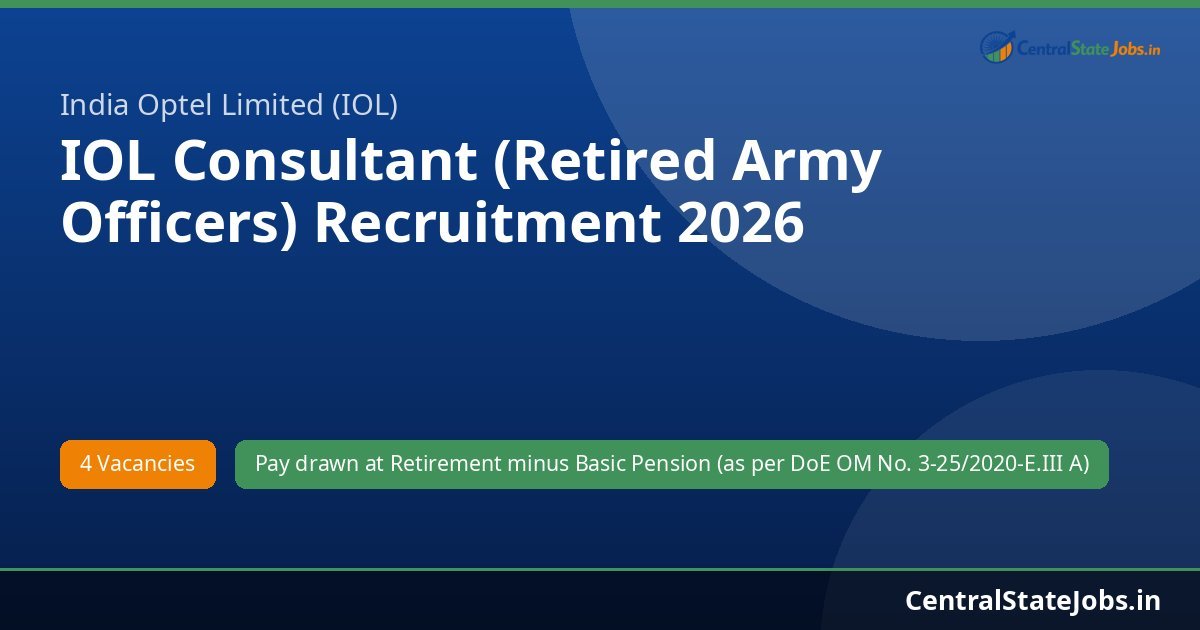 IOL Consultant (Retired Army Officers) Recruitment 2026