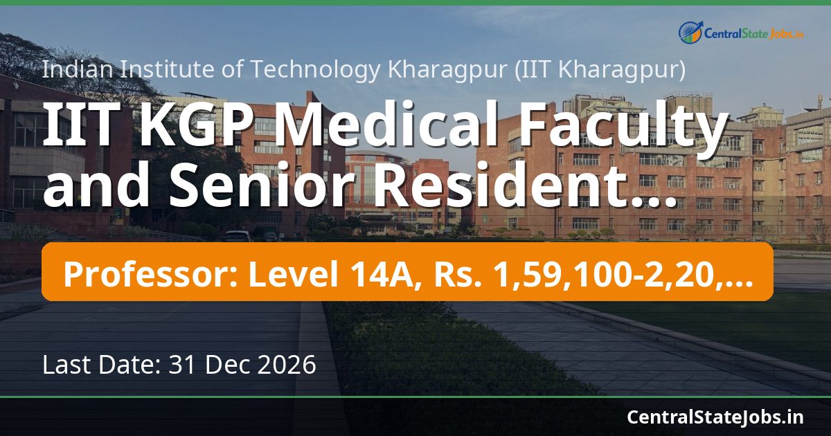 IIT KGP Medical Faculty and Senior Resident Recruitment 2026