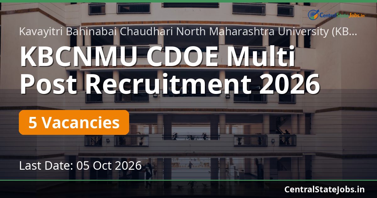 KBCNMU CDOE Multi Post Recruitment 2026