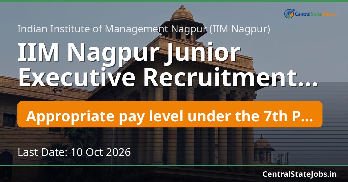IIM Nagpur Junior Executive Recruitment 2026
