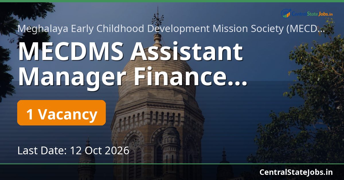 MECDMS Assistant Manager Finance Recruitment 2026