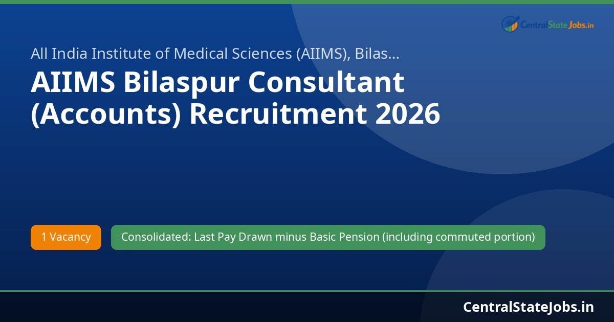 AIIMS Bilaspur Consultant (Accounts) Recruitment 2026