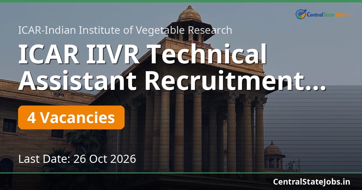 ICAR IIVR Technical Assistant Recruitment 2026