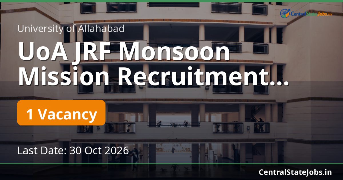 UoA JRF Monsoon Mission Recruitment 2026