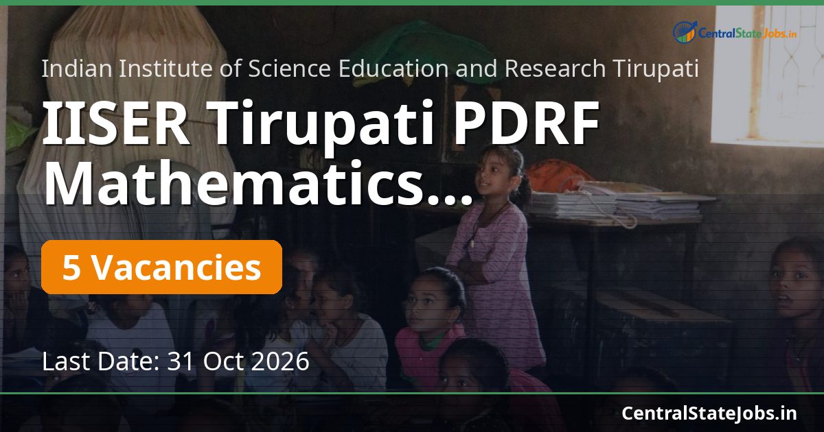 IISER Tirupati PDRF Mathematics Recruitment 2026