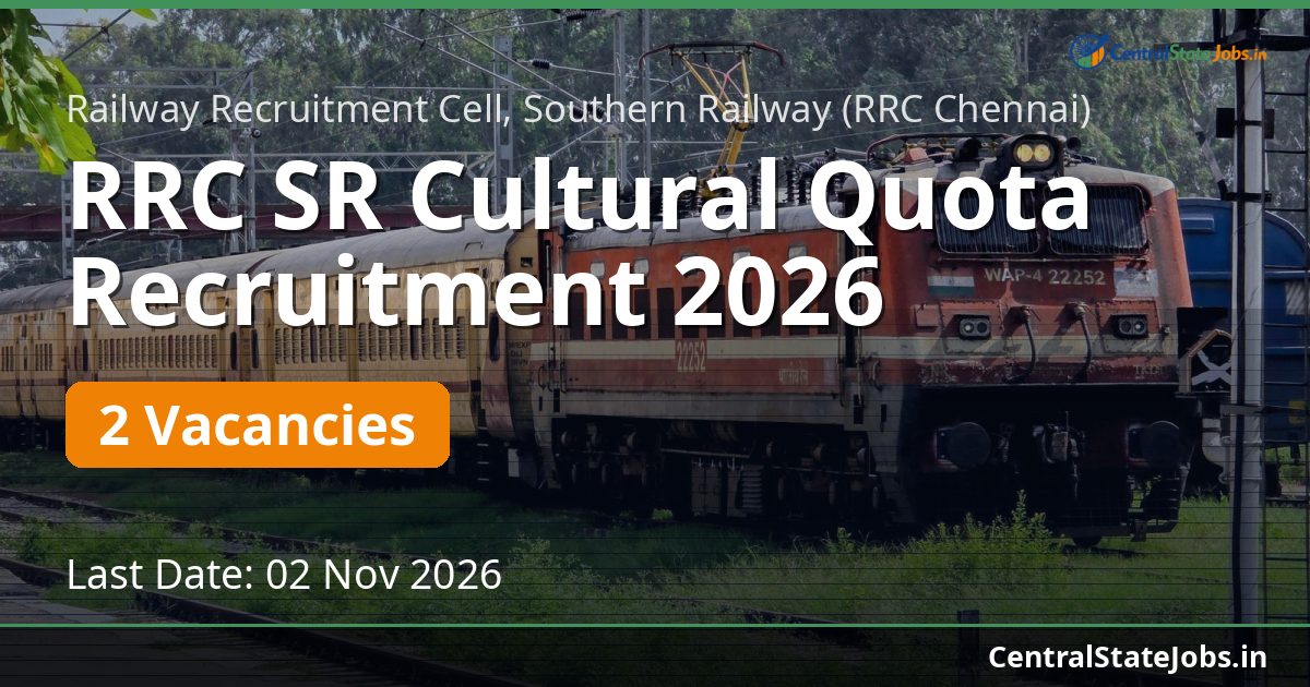 RRC SR Cultural Quota Recruitment 2026