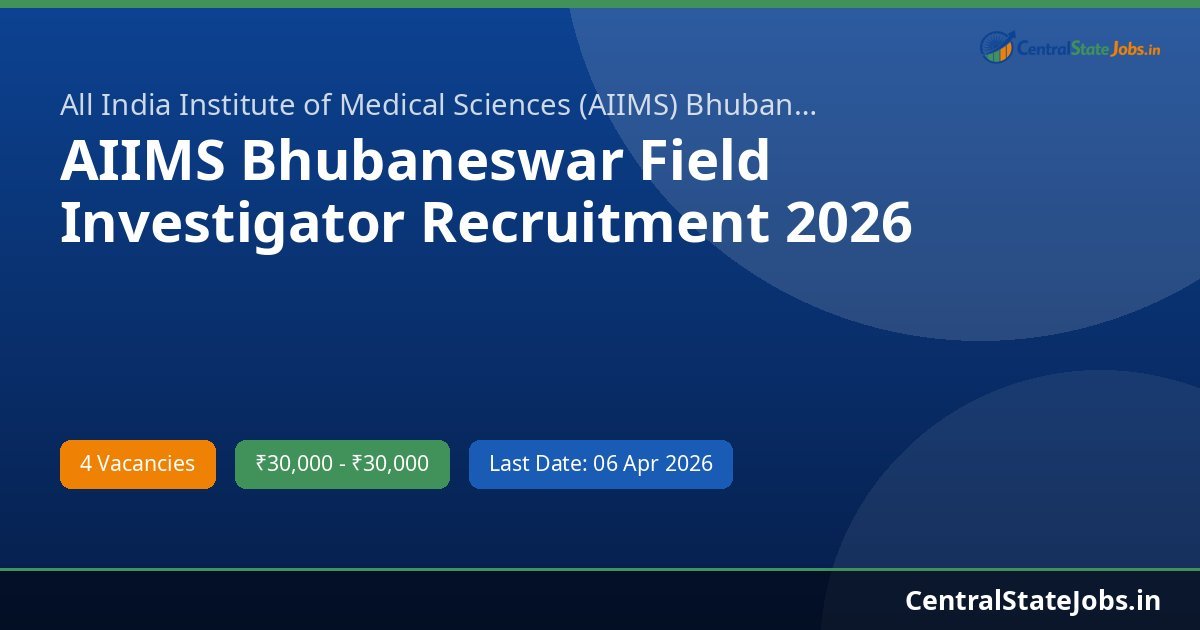AIIMS Bhubaneswar Field Investigator Recruitment 2026