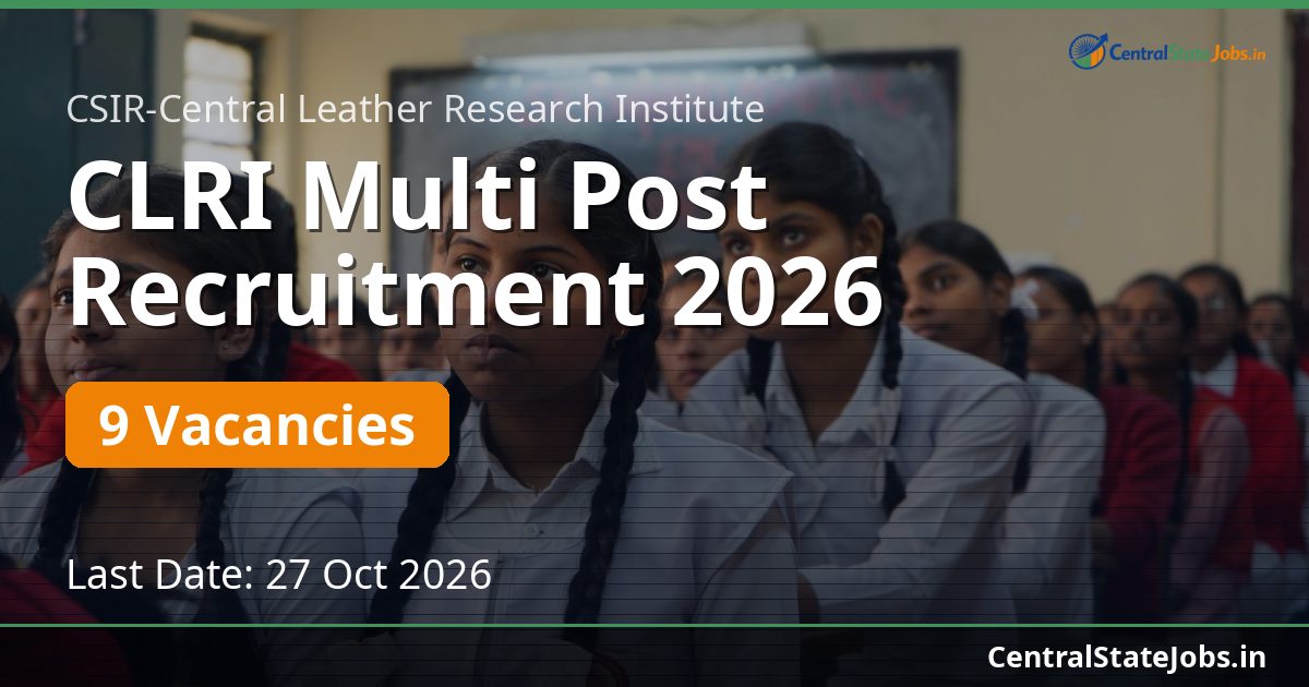 CLRI Multi Post Recruitment 2026