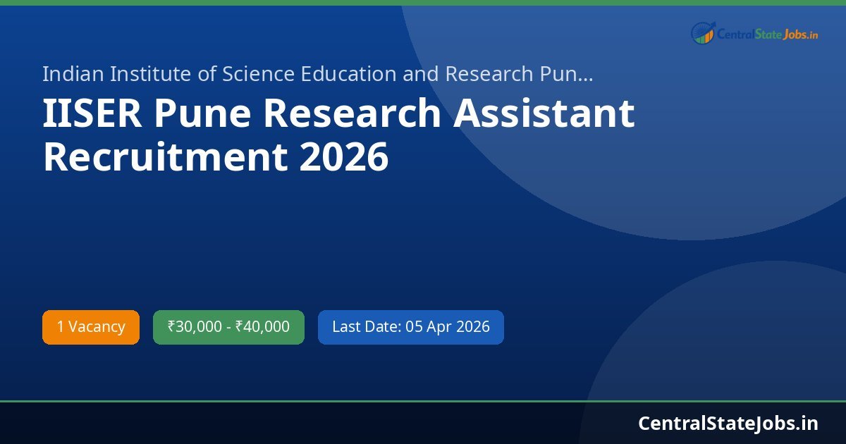 IISER Pune Research Assistant Recruitment 2026