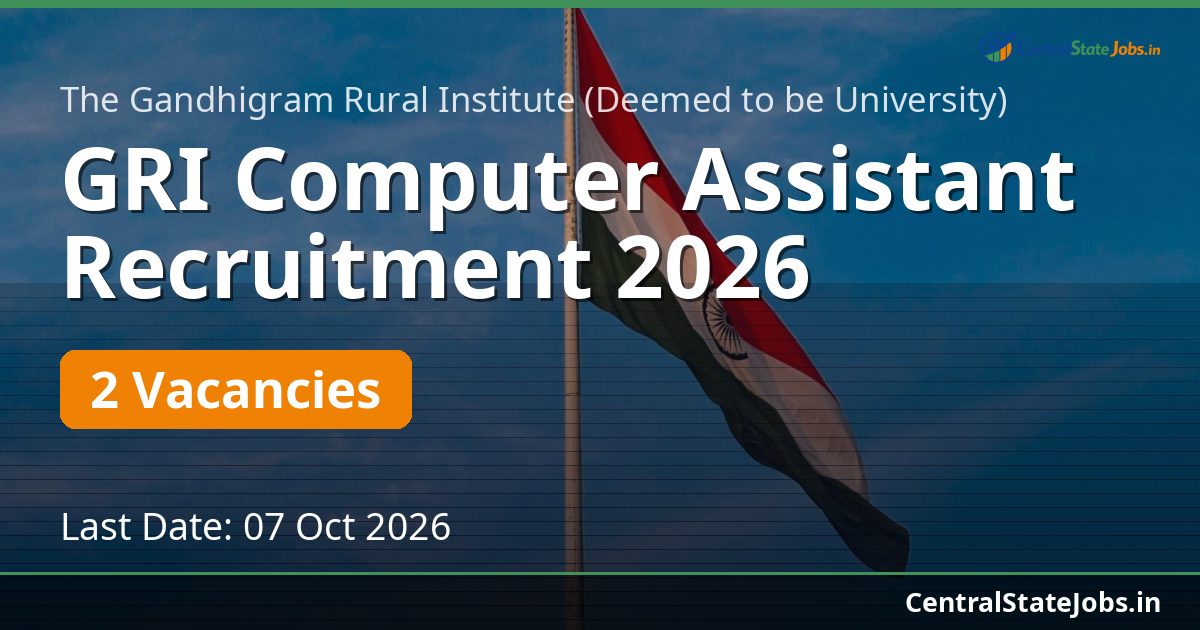 GRI Computer Assistant Recruitment 2026