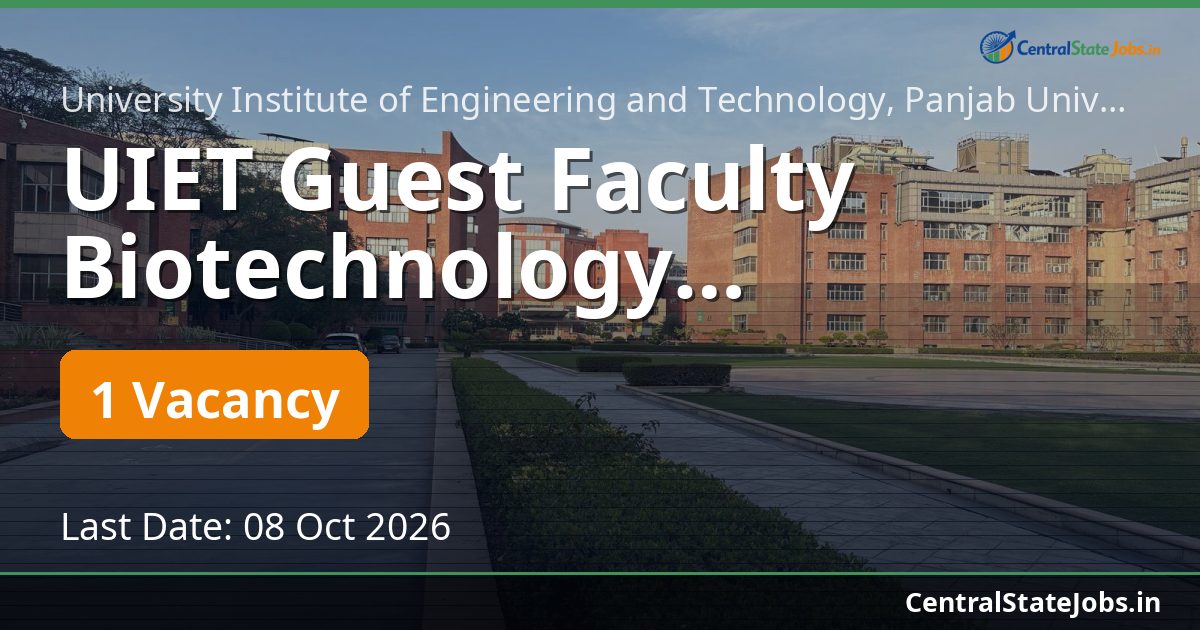 UIET Guest Faculty Biotechnology Recruitment 2026