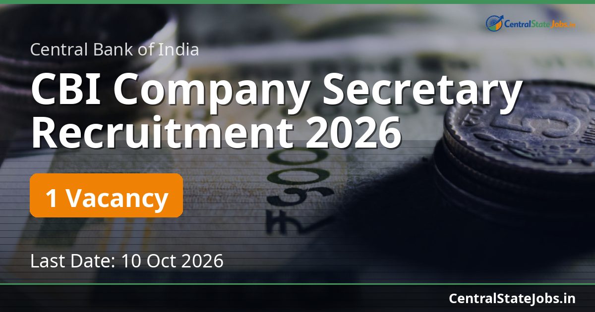 CBI Company Secretary Recruitment 2026